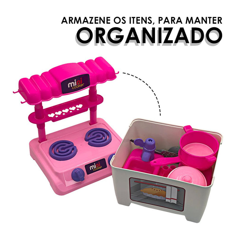 Mini Fogão de Brinquedo com Acessórios, Pia e Mesa Removíveis BS TOYS.